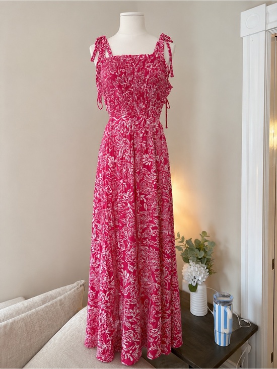 Dresses & Skirts - Pink Floral Tie-Shoulder Maxi Dress